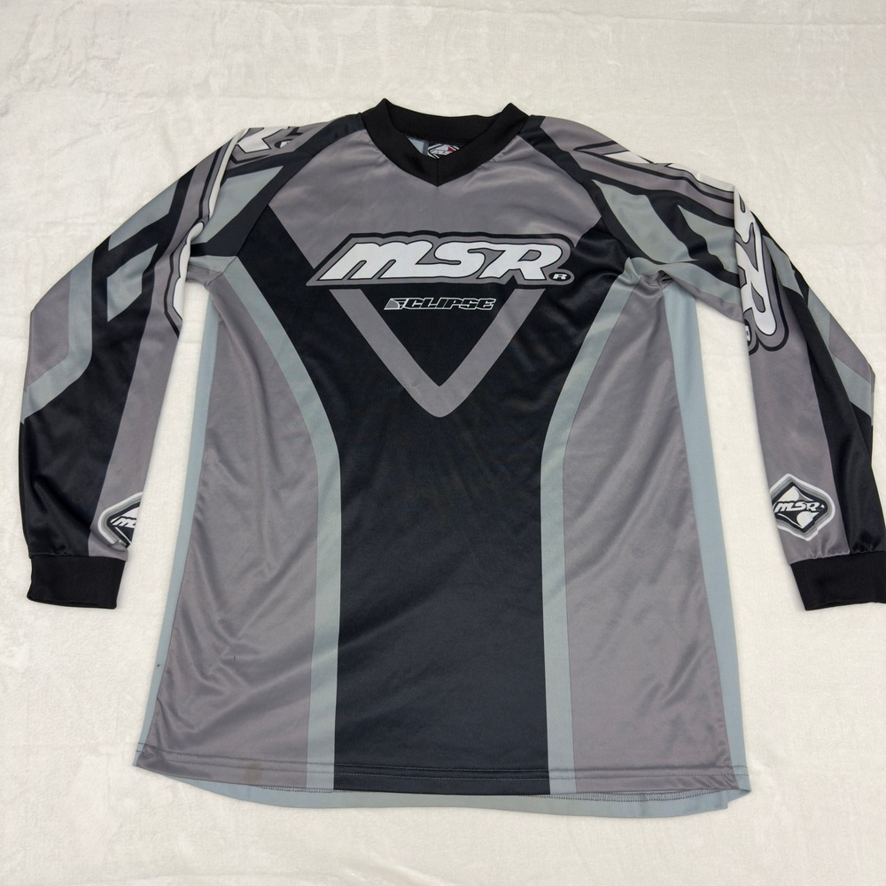 MSR Eclipse Motocross Jersey Mens Medium Grey Black Long Sleeve Racing Shirt